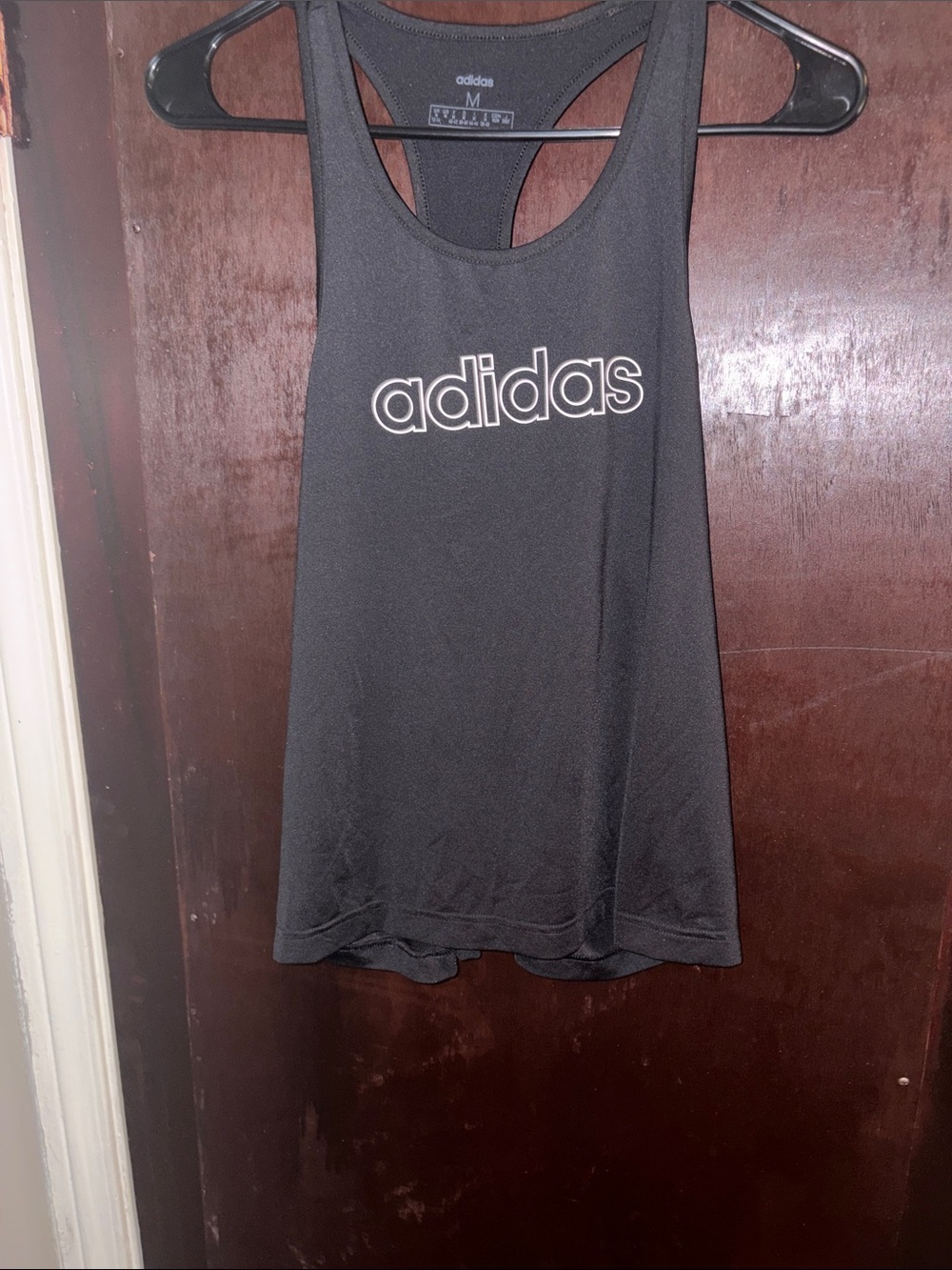 adidas Black Tank with White Outlined Logo
